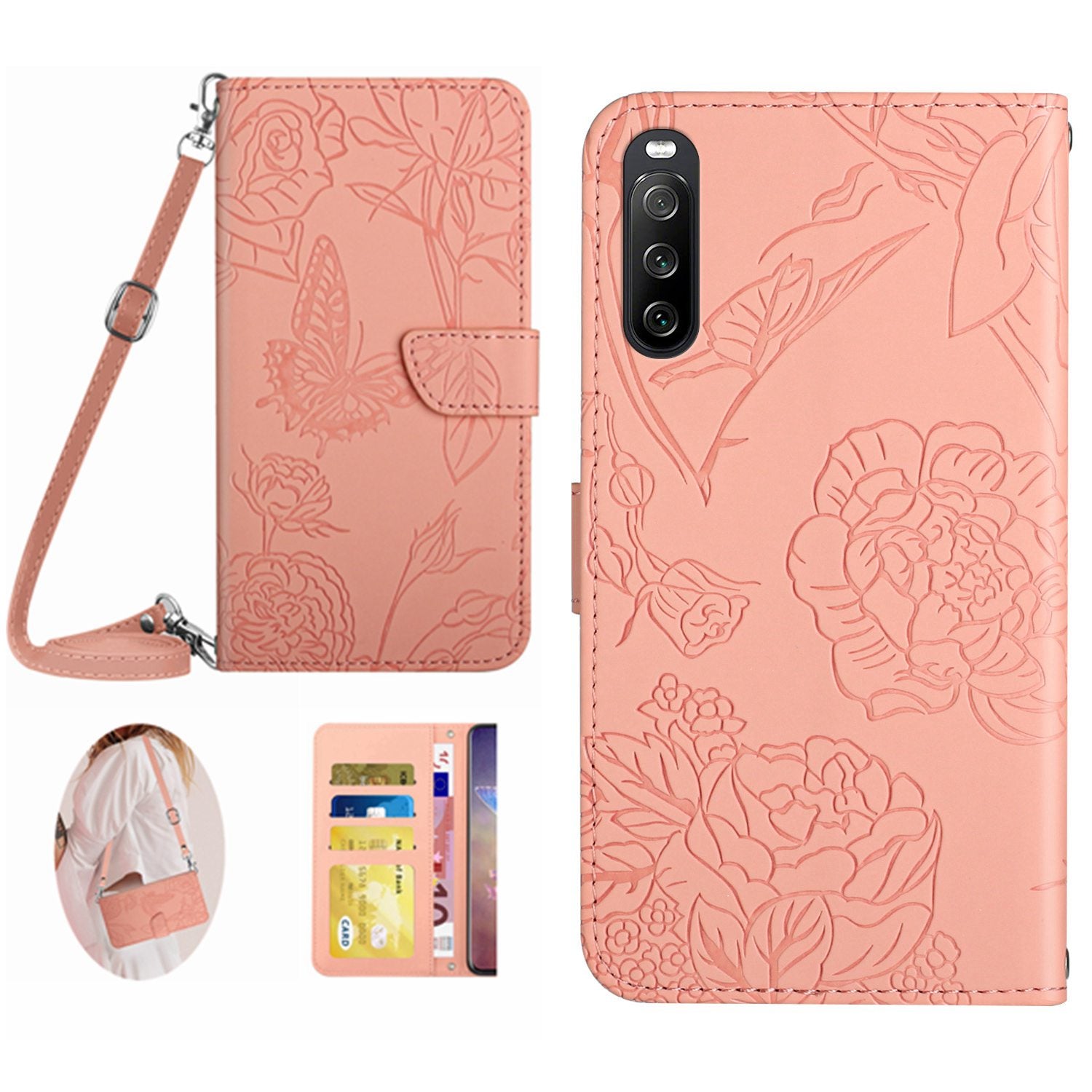 HT03 For Sony Xperia 10 VI Crossbody Case Butterfly Wallet PU Leather Phone Cover HT03 For Sony Xperia 10 VI Crossbody Case Butterfly Wallet PU Leather Phone Cover